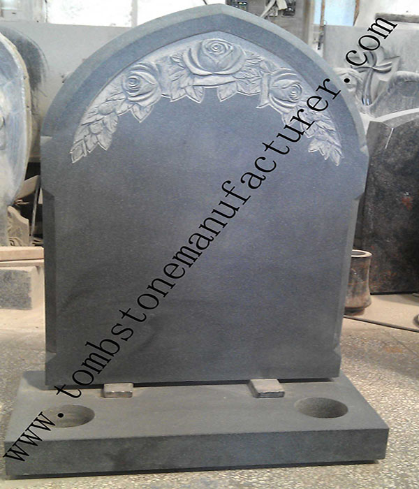 rose carving granite headstone38